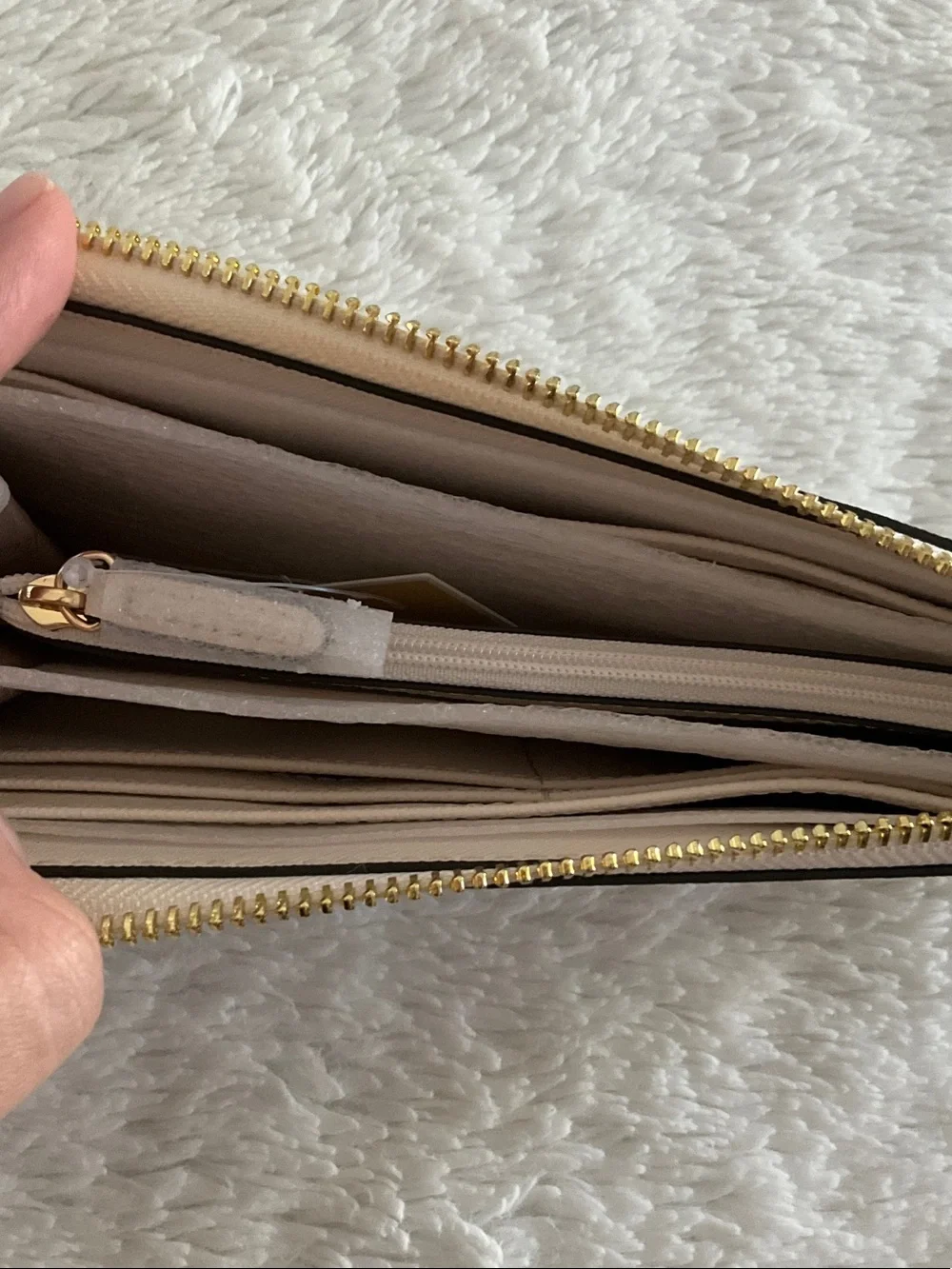 Michael Kors Pale Cream Zip-Around Saffiano Continental Wallet